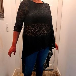 Hi-low lace top